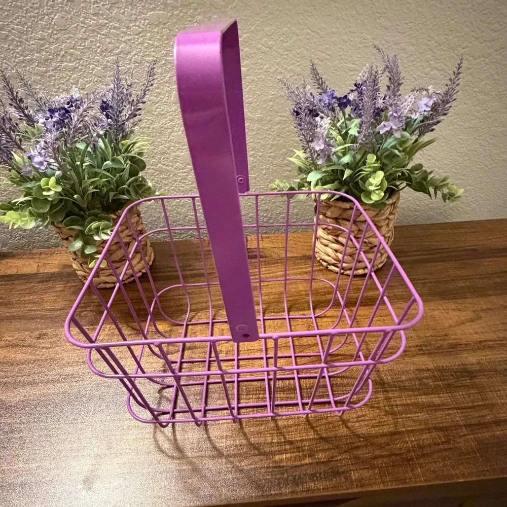 Purple Wire Basket with Handle